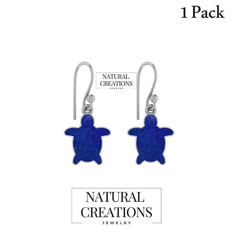 925 Sterling Silver Natural Lapis Turtle Stud Earring Bezel Set Jewelry Pack of 1