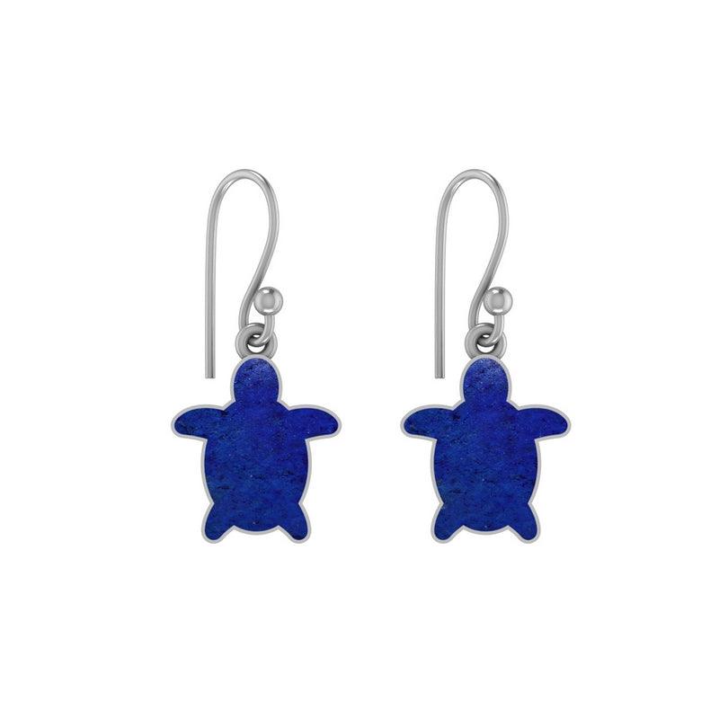 925 Sterling Silver Natural Lapis Turtle Stud Earring Bezel Set Jewelry Pack of 1