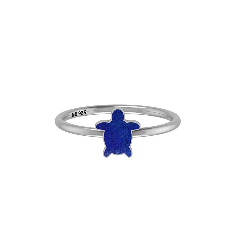 Natural Lapis Lazuli Stackable Rings for Women in Sterling Silver (Pack of 12, Bezel-Set)