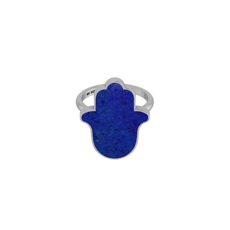 Natural Lapis lazuli Ring Hamsa Shape 925 Sterling Silver Bezel Set Handmade Jewelry Pack of 12
