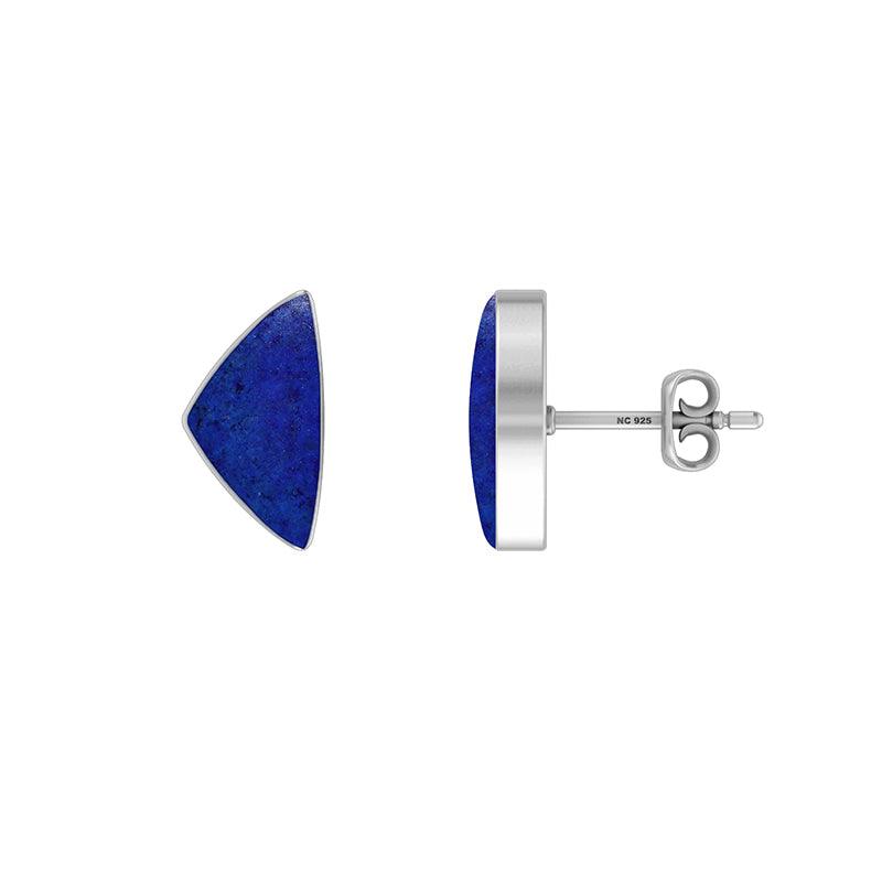 Natural Lapis Bezel Studs Earring 925 Sterling Silver Handmade Jewelry Pack Of 3