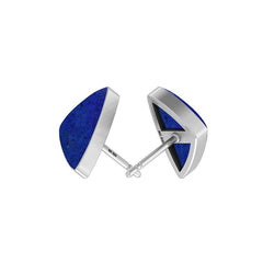 Natural Lapis Bezel Studs Earring 925 Sterling Silver Handmade Jewelry Pack Of 3