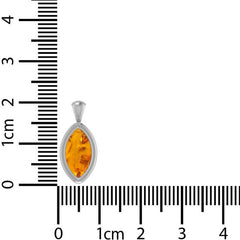 925 Sterling Silver Cab Amber Necklace Pendant With Chain 18" Bezel Set Jewelry Pack of 3