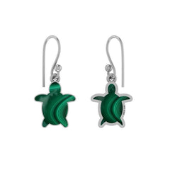 Natural Malachite Earrings for Women in Sterling Silver (Pack of 1, Bezel Set)