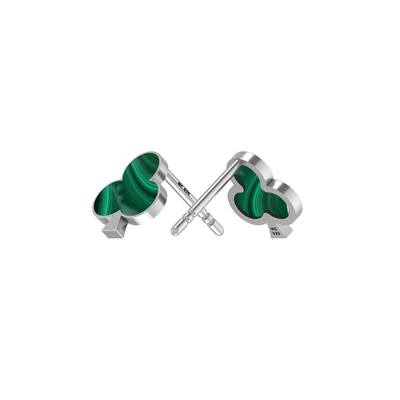 925 Sterling Silver Natural Malachite Club Stud Earring Bezel Set Jewelry Pack of 3