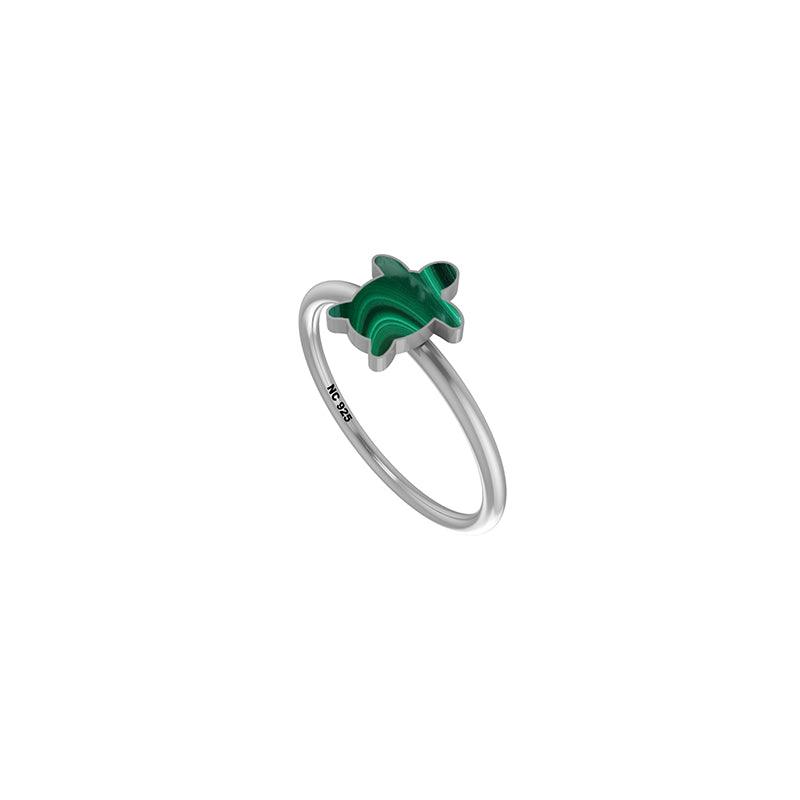 Natural Malachite Stackable Rings for Women in Sterling Silver (Pack of 12, Bezel-Set)