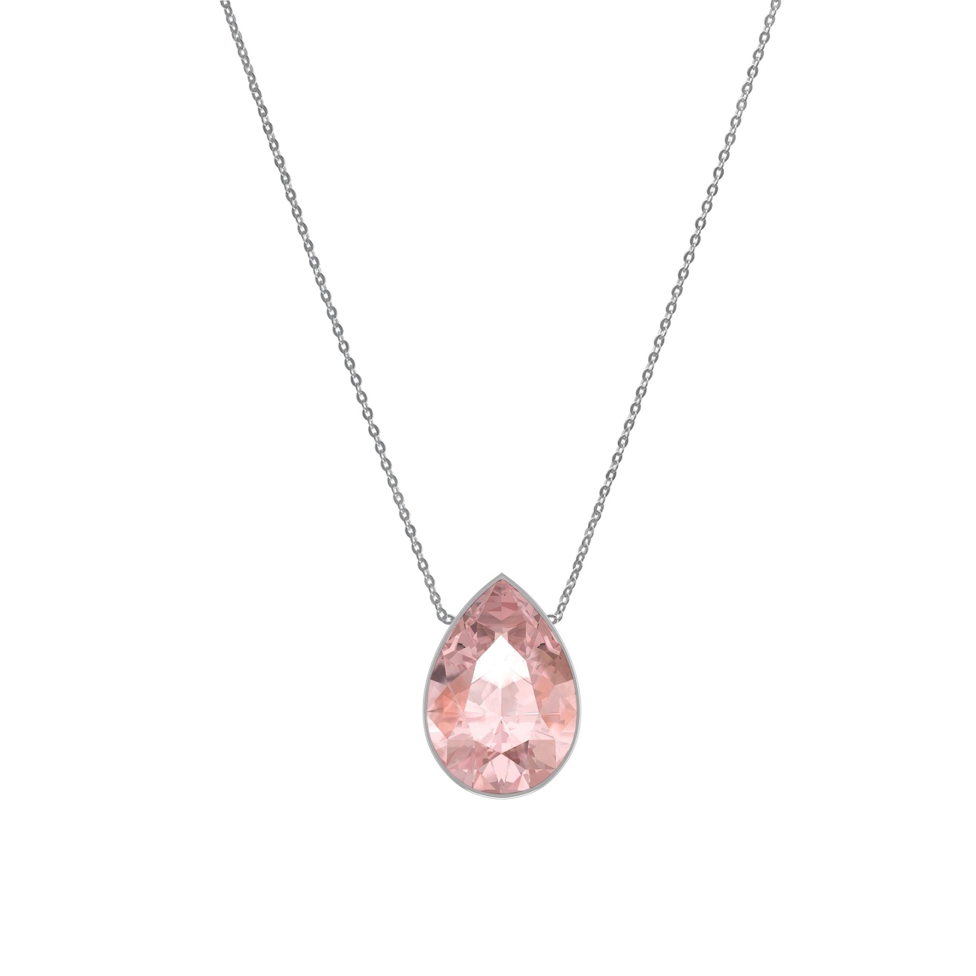 925 Sterling Silver Cut Morganite Slider Necklace With Chain 18" Bezel Set Jewelry Pack of 6