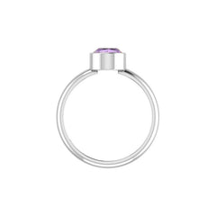 Natural Amethyst Rings for Women in Sterling Silver (Pack of 4, Prong-Set, Faceted)