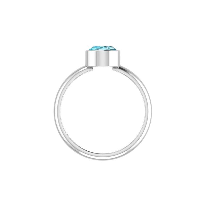 Natural Aquamarine Rings for Women in Sterling Silver (Pack of 6, Prong-Set, Faceted)