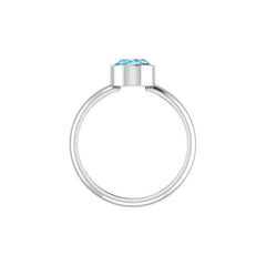 Natural Aquamarine Rings for Women in Sterling Silver (Pack of 6, Prong-Set, Faceted)