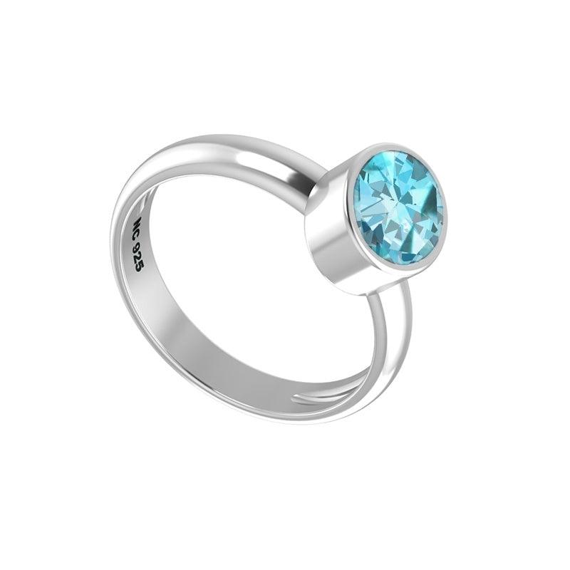 Natural Aquamarine Rings for Women in Sterling Silver (Pack of 6, Prong-Set, Faceted)