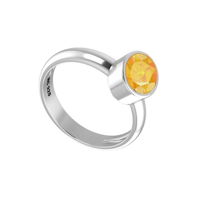 Natural Citrine Rings for Women in Sterling Silver (Pack of 6, Prong-Set, Faceted)