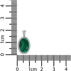 925 Sterling Silver Cab Malachite Necklace Pendant With Chain 18" Bezel Set Jewelry Pack of 3