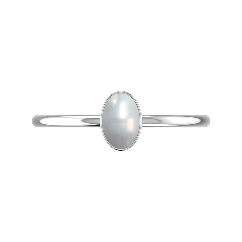 pearl stackable bezel-set ring