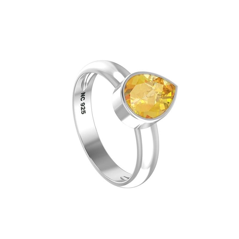 Natural Citrine Rings for Women in Sterling Silver (Pack of 6, Prong-Set, Faceted)