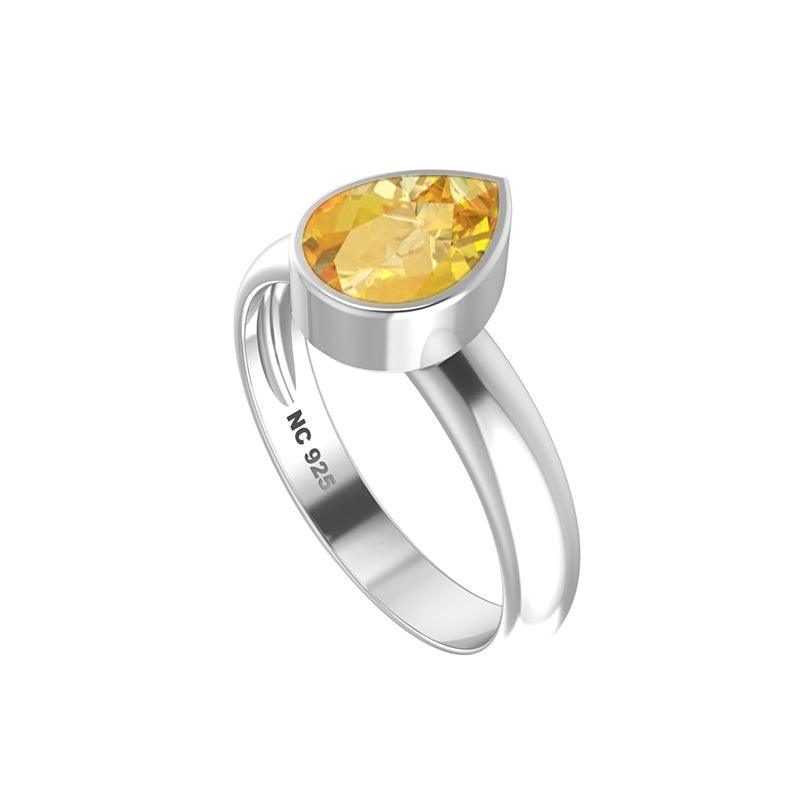 Natural Citrine Rings for Women in Sterling Silver (Pack of 6, Prong-Set, Faceted)