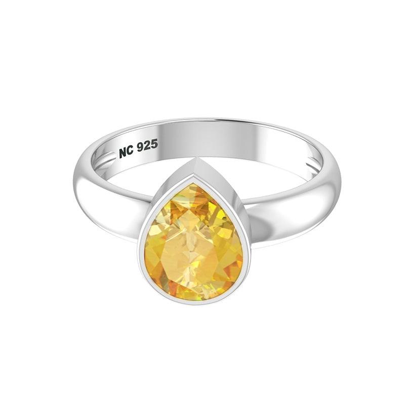 Natural Citrine Rings for Women in Sterling Silver (Pack of 6, Prong-Set, Faceted)