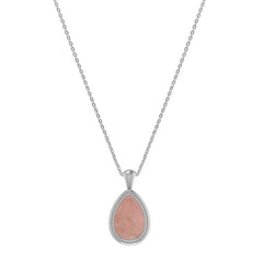 925 Sterling Silver Cab Rose Quartz Necklace Pendant With Chain 18" Bezel Set Jewelry Pack of 3