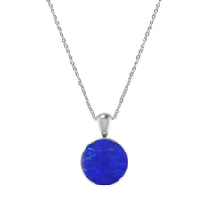 925 Sterling Silver Cab Lapis Necklace Pendant With Chain 18" Bezel Set Jewelry Pack of 3