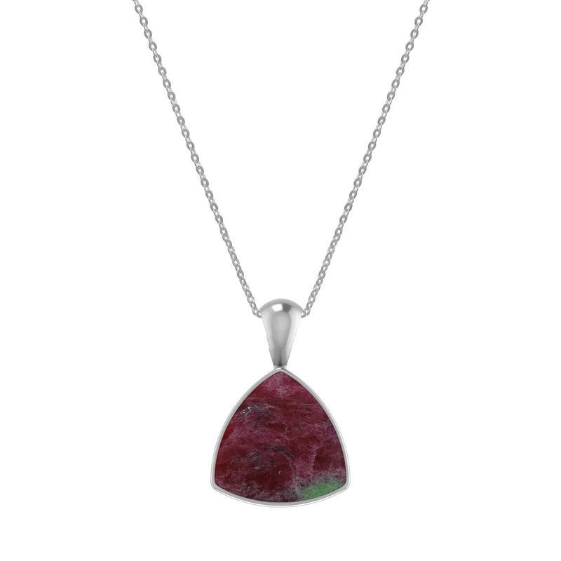 925 Sterling Silver Cab Ruby Zoisite Necklace Pendant With Chain 18" Bezel Set Jewelry Pack of 3
