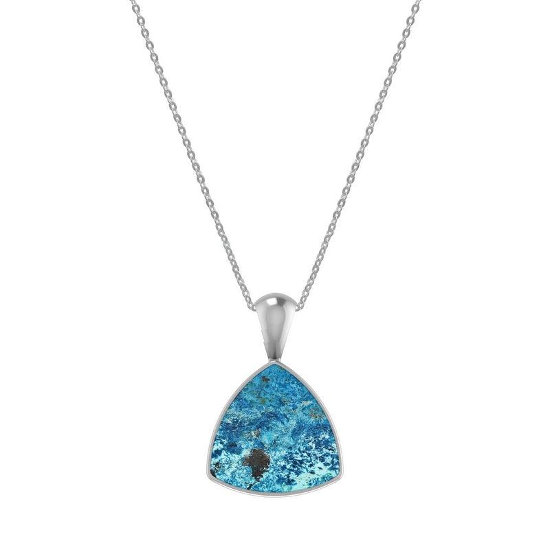 925 Sterling Silver Cab Shattuckite Necklace Pendant With Chain 18" Bezel Set Jewelry Pack of 3