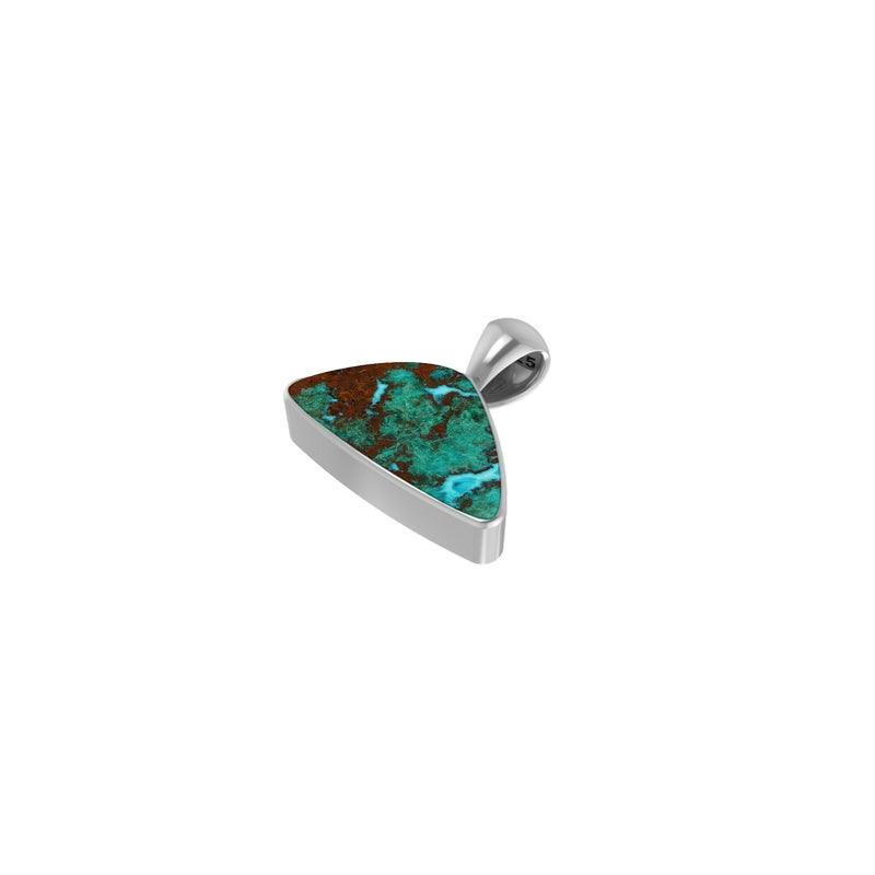 925 Sterling Silver Natural Cab Chrysocolla Necklace Pendant With Chain 18'In Bezel Set Jewelry Pack of 3