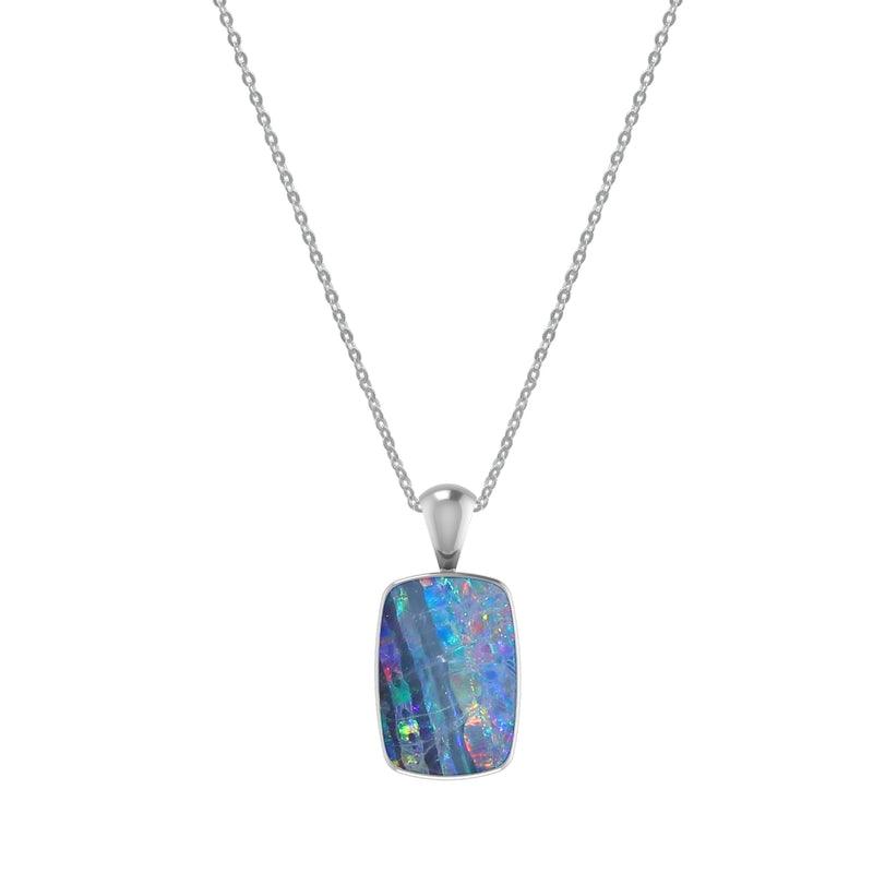 925 Sterling Silver Cab Australian Opal Necklace Pendant With Chain 18" Bezel Set Jewelry Pack of 3