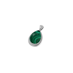 925 Sterling Silver Cab Malachite Necklace Pendant With Chain 18" Bezel Set Jewelry Pack of 3