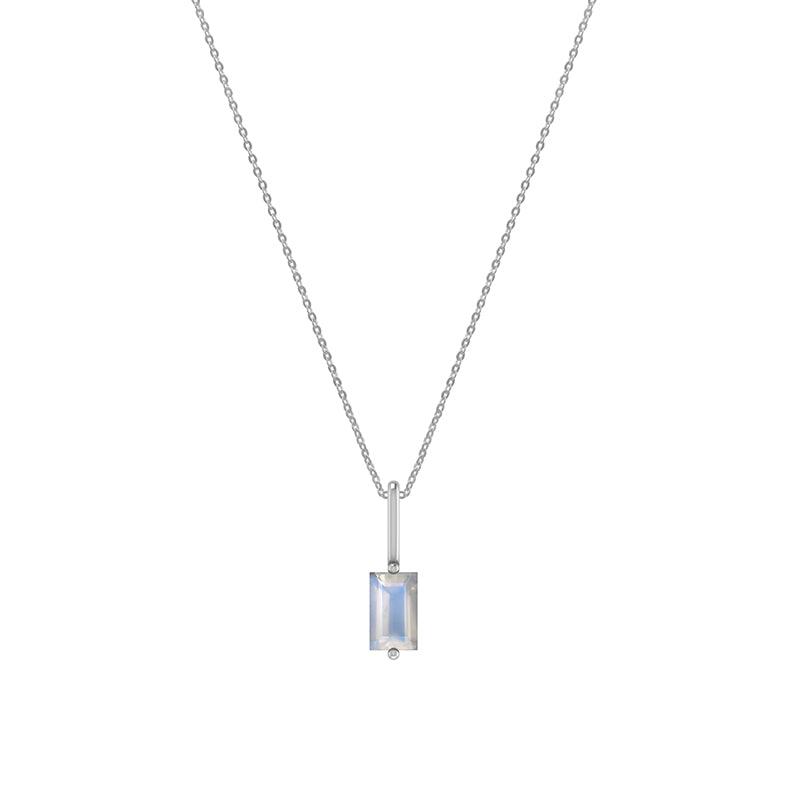 925 Sterling Silver Natural Rainbow Moonstone Cut Baguette Pendant Prong Set Handmade Jewelry Pack of 3