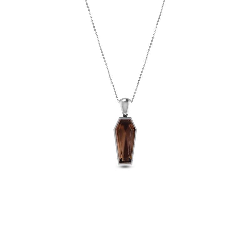 Natural Smoky Quartz Coffin Pendant 925 Sterling Silver Necklace With Chain 18" Inch Pack of 12