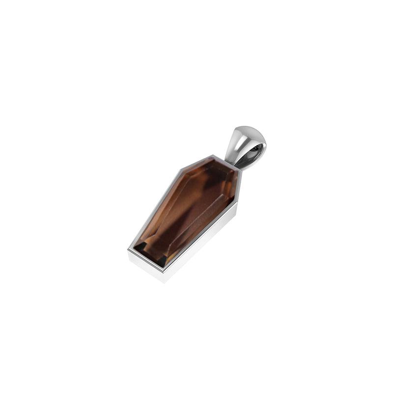 Natural Smoky Quartz Coffin Pendant 925 Sterling Silver Necklace With Chain 18" Inch Pack of 12