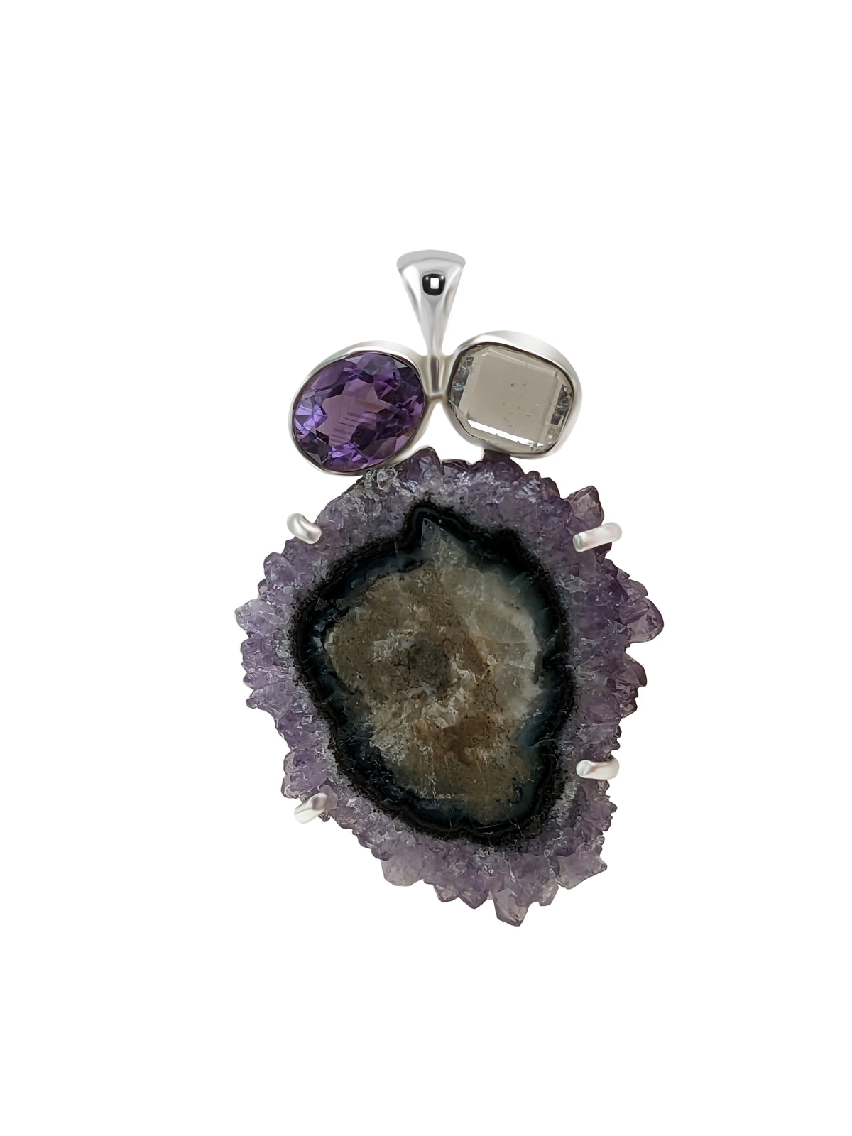 Designer Amethyst Stalactite Pendant Studded With Herkimer, Amethyst Pack of 1 (D6-1)