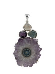 Designer Amethyst Stalactite Pendant Studded With Herkimer, Amethyst Pack of 1 (D6-4)