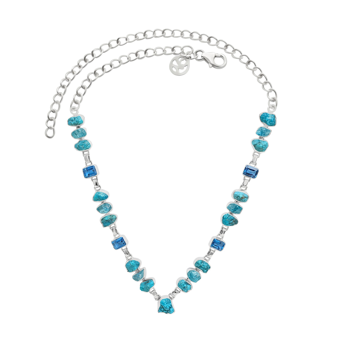 Designer Turquoise Necklace Studded With Swiss Blue Topaz, Paraiba Apatite Pack of 1 (D108-4)