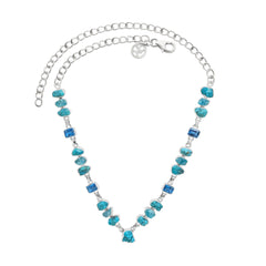 Designer Turquoise Necklace Studded With Swiss Blue Topaz, Paraiba Apatite Pack of 1 (D108-4)