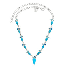 Designer Turquoise Necklace Studded With Swiss Blue Topaz, Paraiba Apatite Pack of 1 (D108-5)