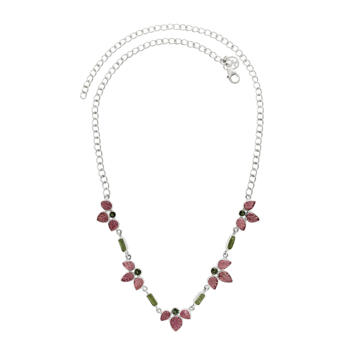 Designer Green Tourmaline Necklace Studded With Pink Tourmaline Pack of 1 (D107-9)