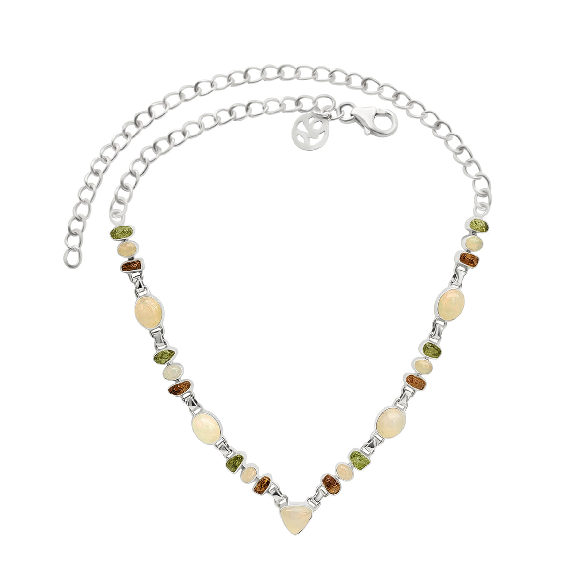 Designer Ethiopian Opal Necklace Studded With Peridot, Citrine Pack of 1  (D37-2)