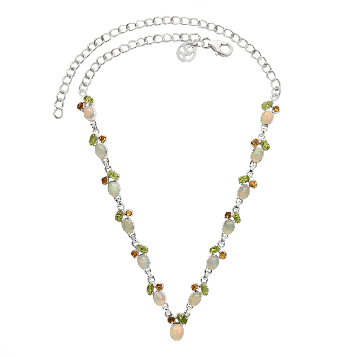 Designer Ethiopian Opal Necklace Studded With Peridot, Citrine Pack of 1  (D37-1)
