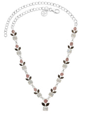 Designer Rainbow Moonstone Necklace Studded With Rose Quartz, Smoky Pack of 1 (D78-5)