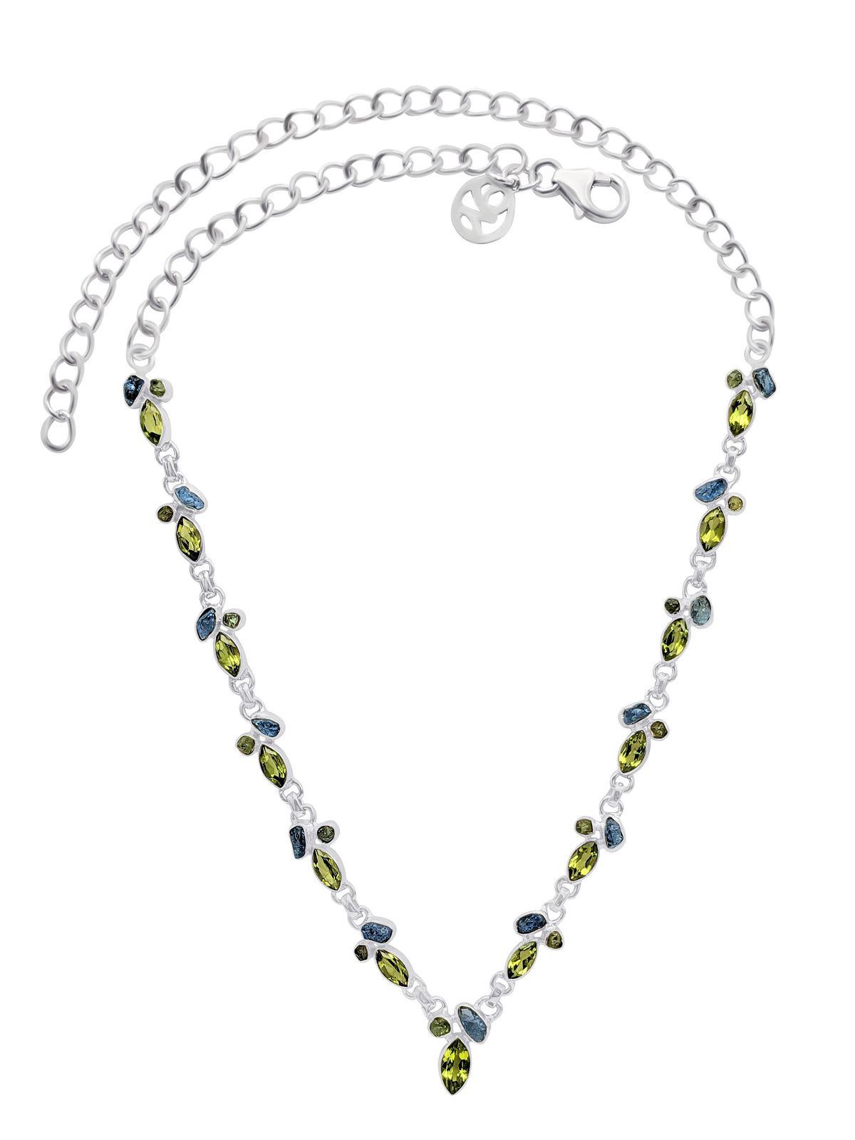 Designer Peridot Necklace Studded With Green Tourmaline Aquamarine Pack of 1 (D70-1)