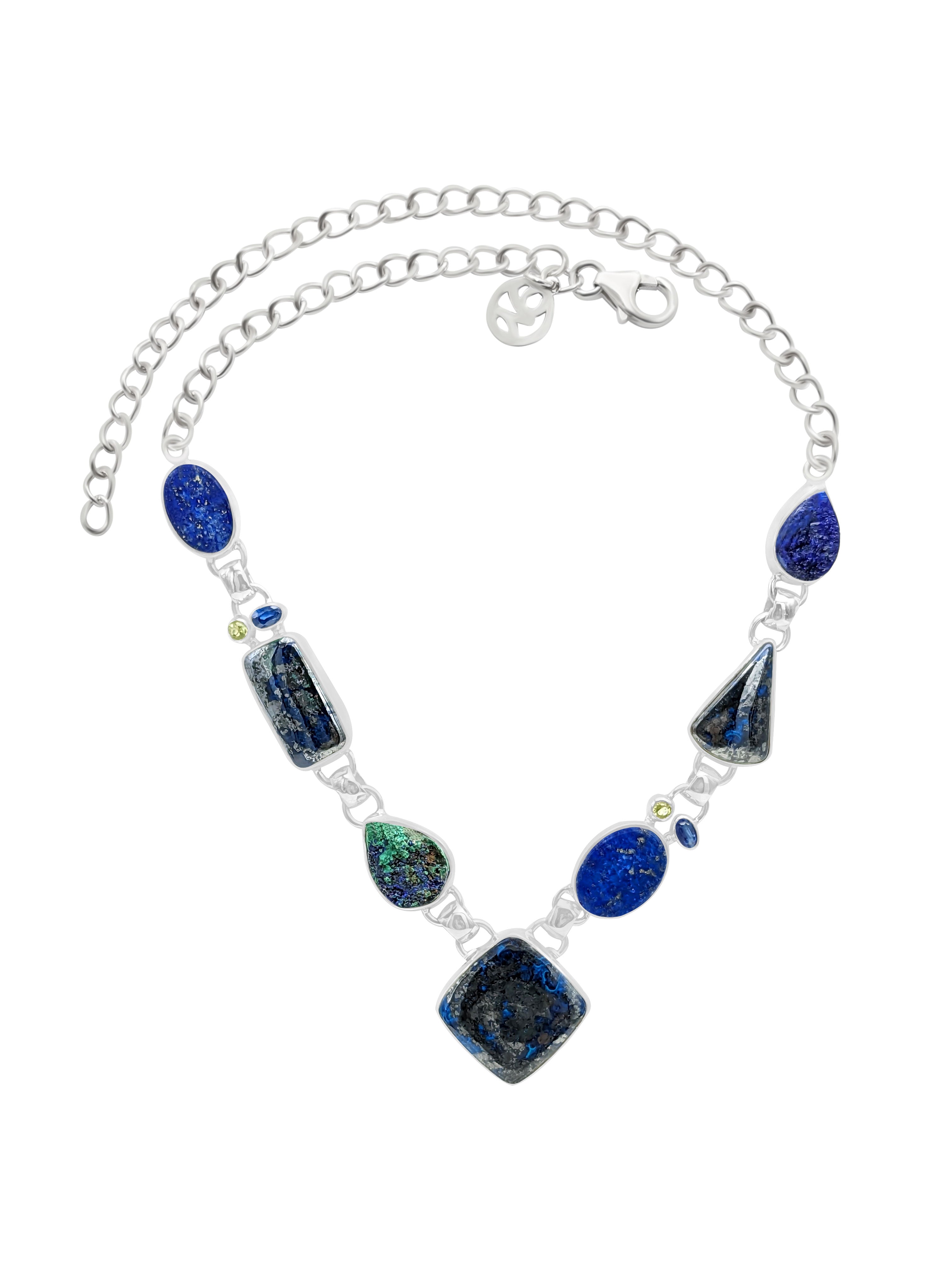 Designer Chrysocolla Necklace Studded With Azurite, Lapis, Kyanite, Peridot Pack of 1 (D26-10)