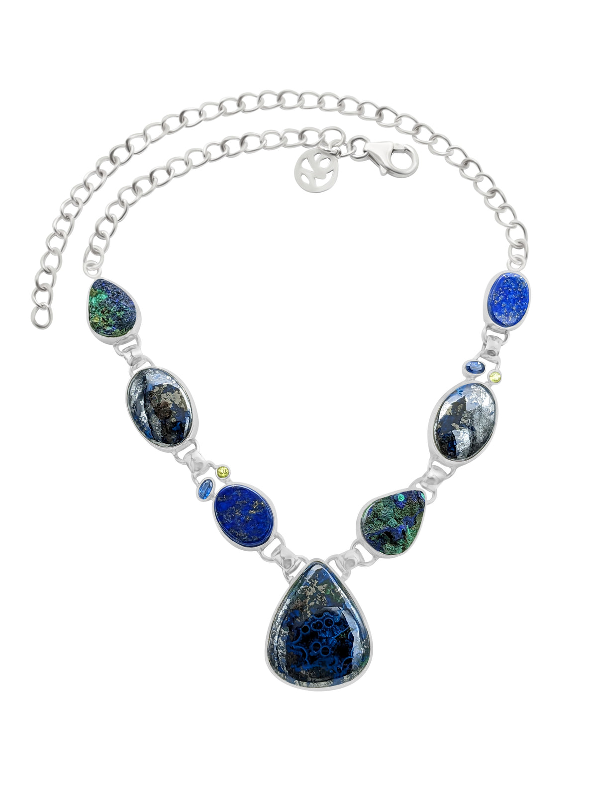 Designer Chrysocolla Necklace Studded With Azurite, Lapis, Kyanite, Peridot Pack of 1 (D26-10)