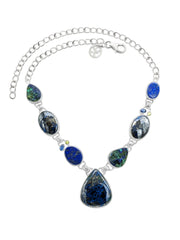 Designer Chrysocolla Necklace Studded With Azurite, Lapis, Kyanite, Peridot Pack of 1 (D26-10)