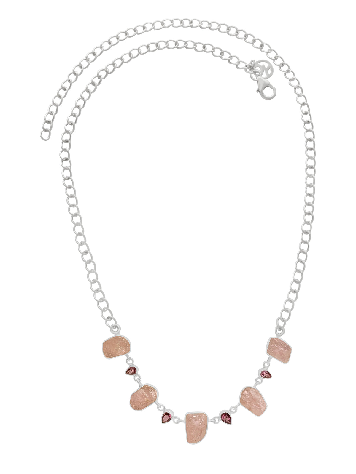 Designer Rose Quartz Necklace Studded With Tourmaline Pack of 1 (D83-10)
