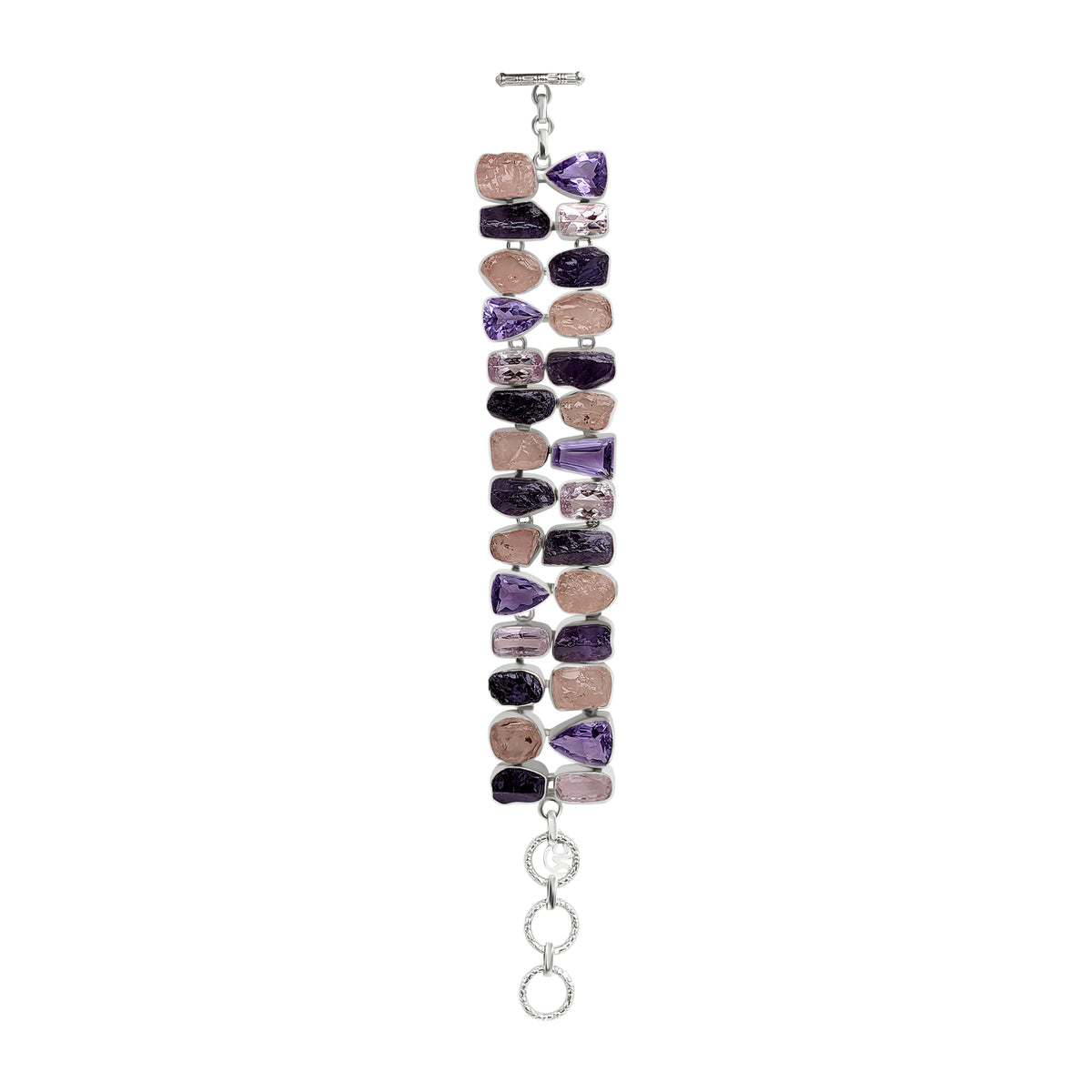 Designer Amethyst Bracelet Studded With Rose Quartz Bezel Set pack Of 1 (D4-19)