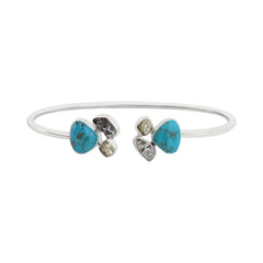 Designer Turquoise Bangle Studded With Pyrite, Meteorite Bezel Set Pack Of 1 (D108-17)