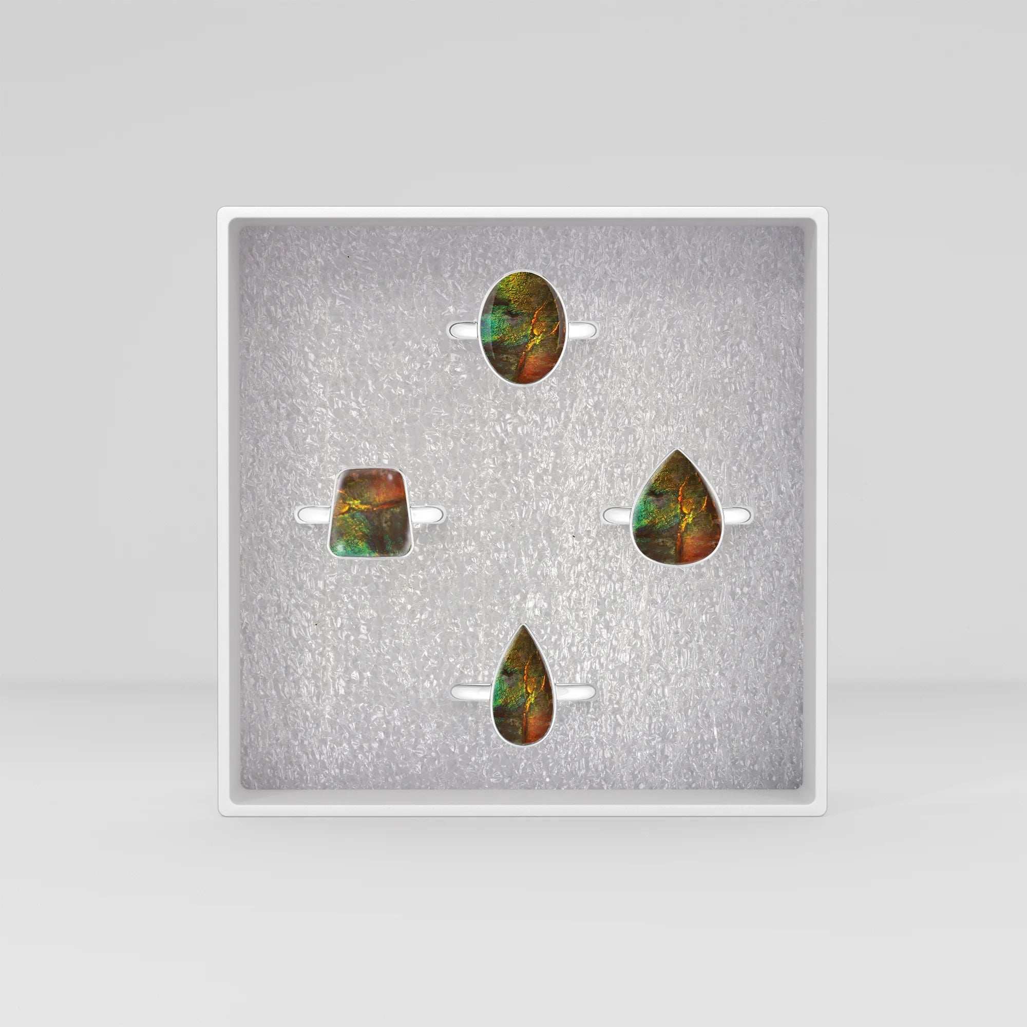 ammolite bezel-set ring