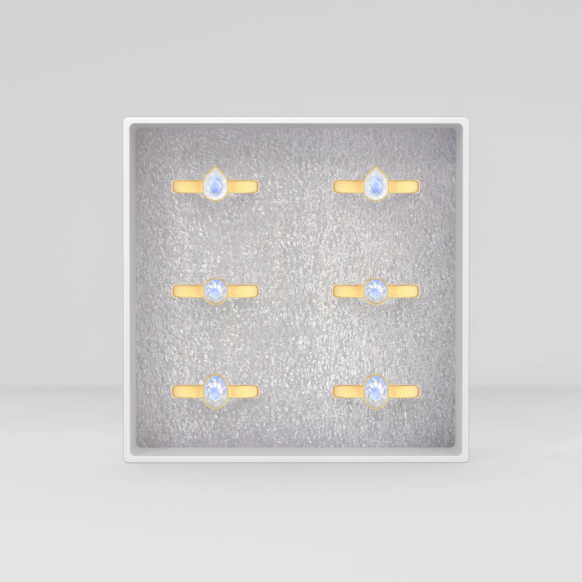 rainbow-moonstone bezel-set ring