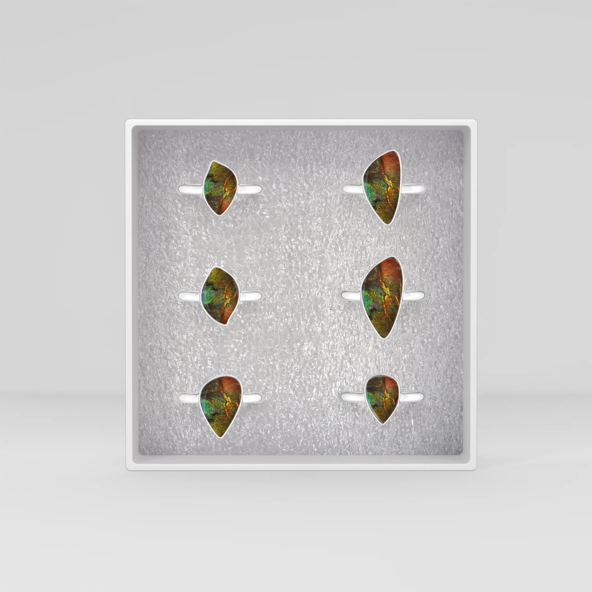 ammolite bezel-set ring
